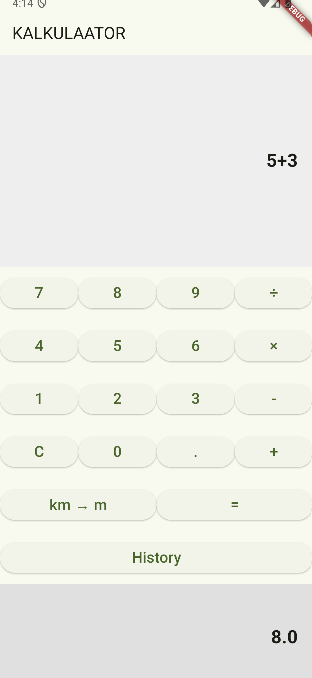 Calculator app main screen