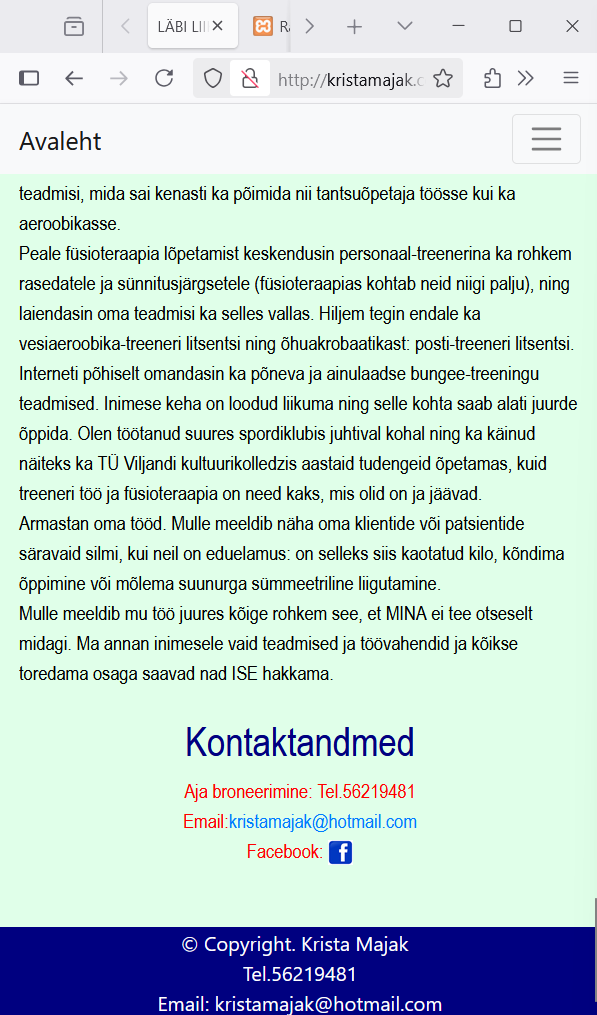 kontakt - vana mobiilivaade