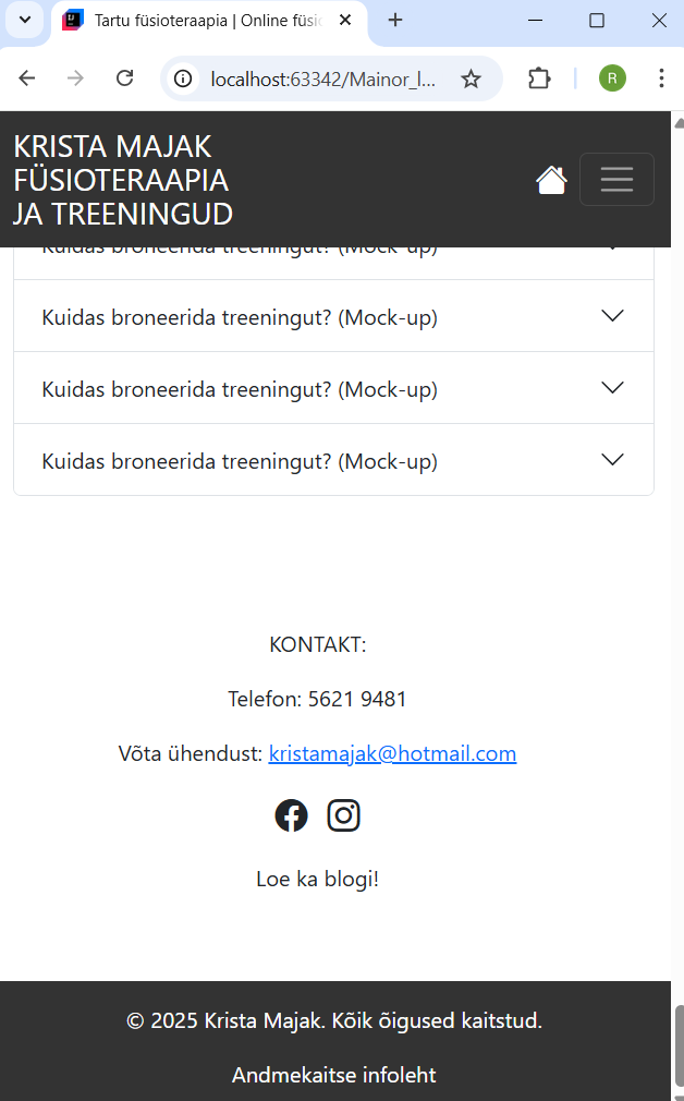 kontakt - uus mobiilivaade