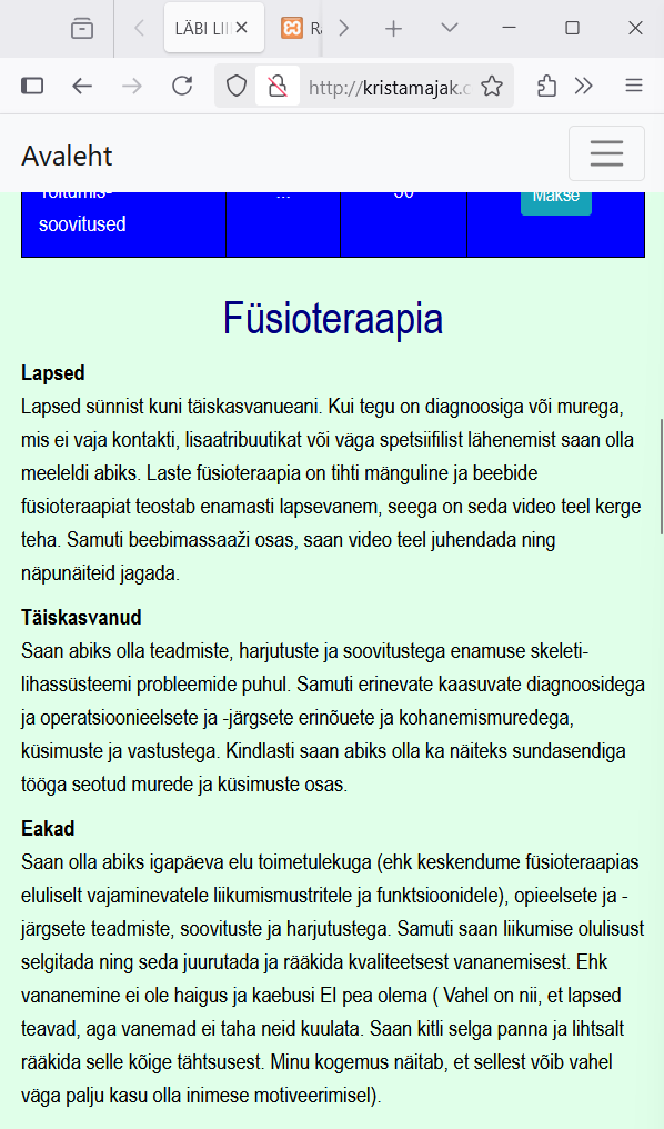 füsioteraapia vana mobiilivaade