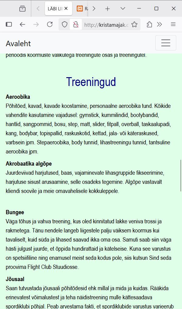 trennid vana mobiilivaade