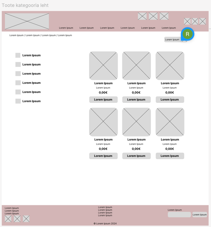 Wireframe - toote kategooria
